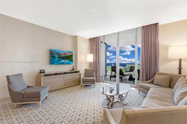 living room featuring expansive windows