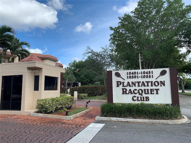 view of community sign