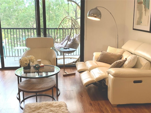 sitting room featuring hardwood / wood-style floors