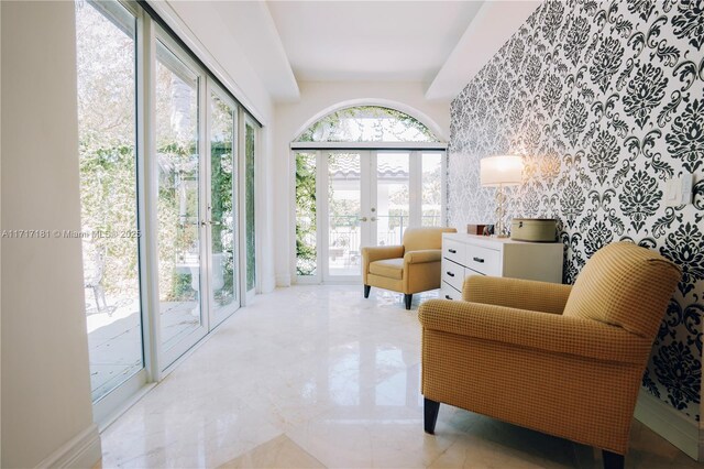 13431 Old Sheridan St, Southwest Ranches, FL 33330 - sitting room with french doors and marble finish floors