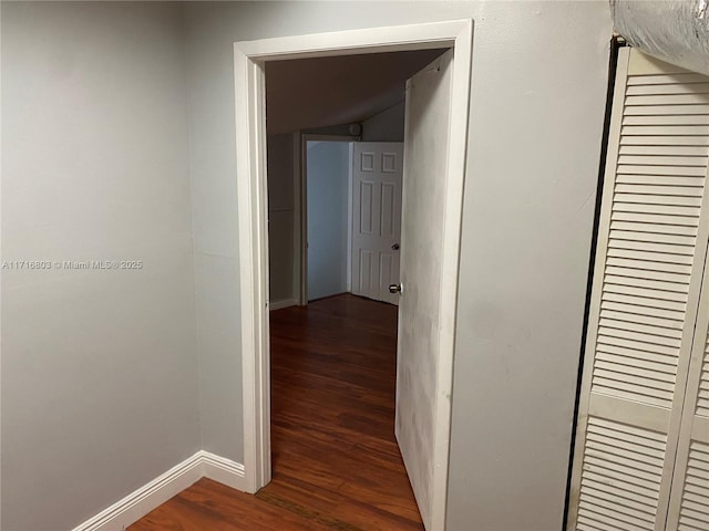 hall with dark wood-type flooring