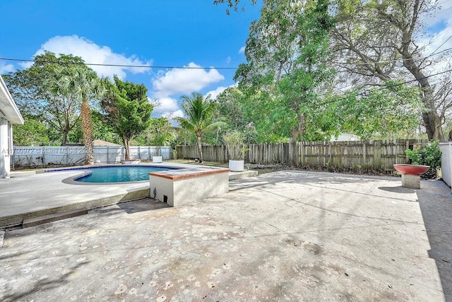 view of swimming pool with a patio