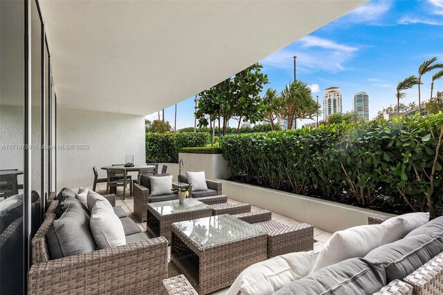 view of patio with an outdoor living space