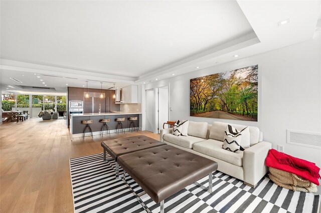 living room featuring light hardwood / wood-style flooring