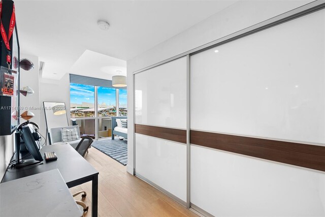 office space featuring light hardwood / wood-style floors