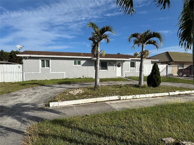 view of front of house with fence and stucco siding