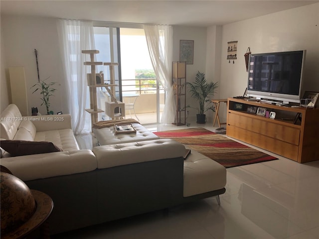 living room featuring expansive windows