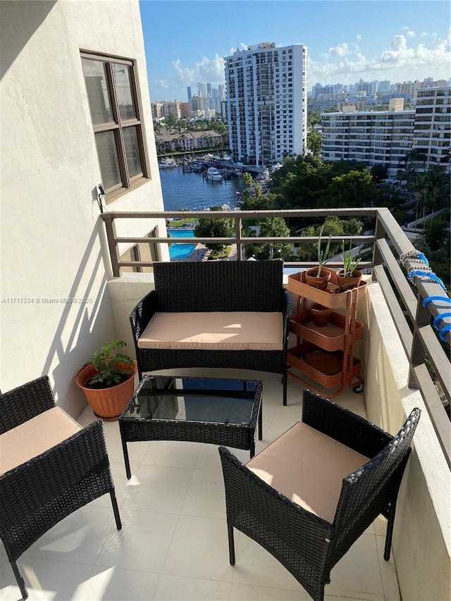 balcony with a water view