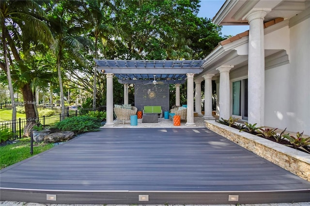 deck with a pergola