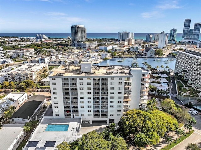 bird's eye view featuring a water view