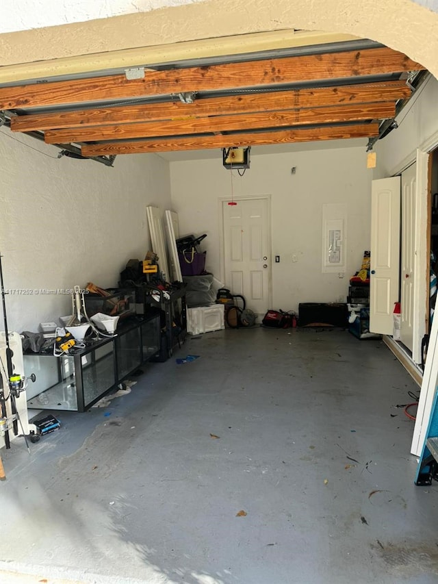 garage with a garage door opener