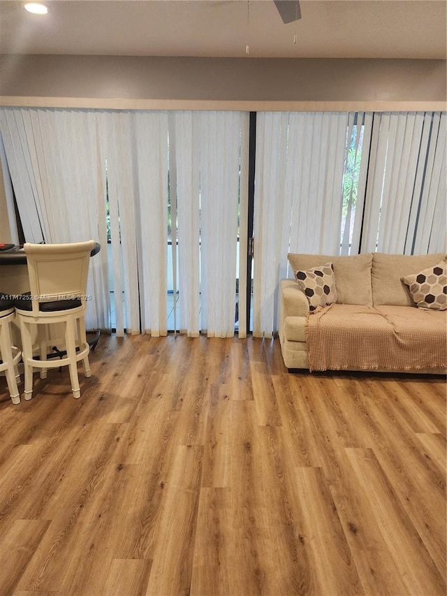 living room with light wood-type flooring