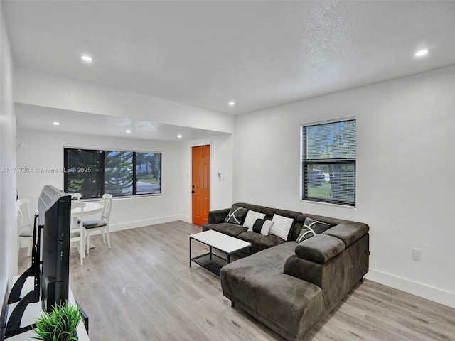 living room featuring light wood-type flooring