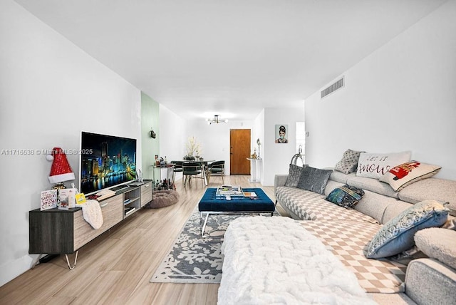 living room with hardwood / wood-style flooring