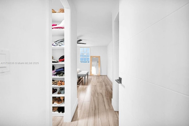 corridor featuring light hardwood / wood-style floors