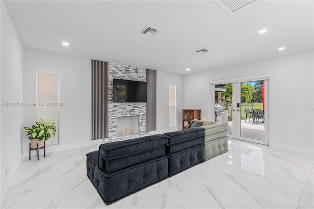 living room with french doors