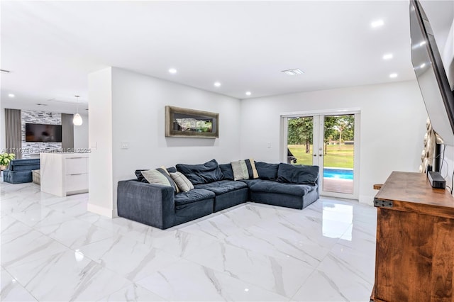 living room with french doors