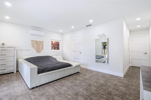 bedroom with a wall mounted AC