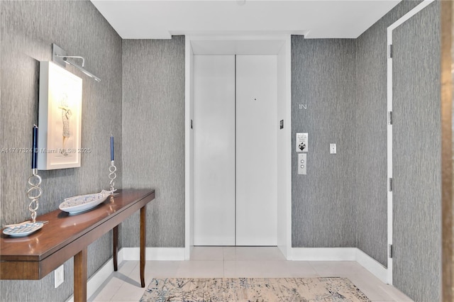 entryway featuring light tile patterned flooring