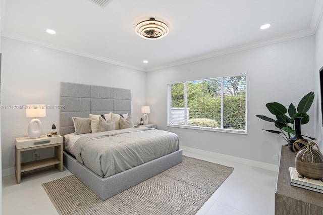 bedroom featuring crown molding