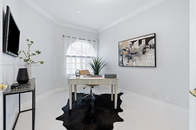 office featuring ornamental molding