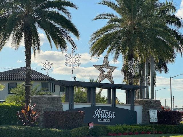 view of community sign