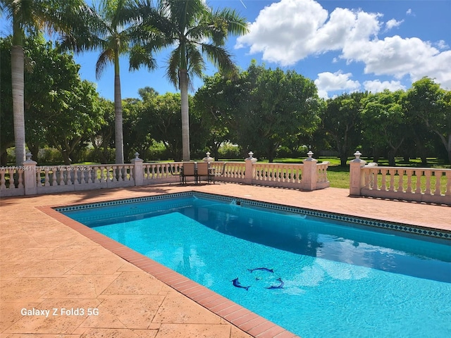 view of pool featuring a patio