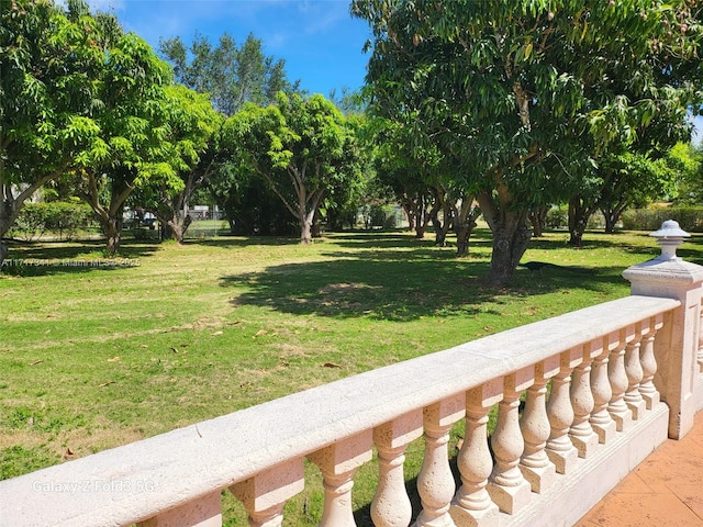 view of community featuring a lawn