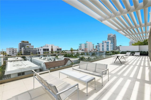 view of patio / terrace with a pergola and an outdoor hangout area