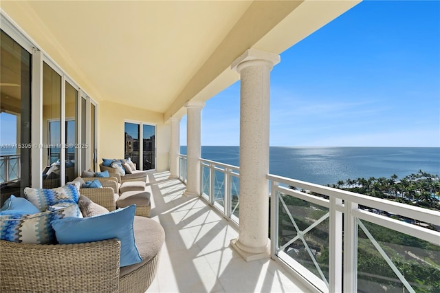 balcony with a water view