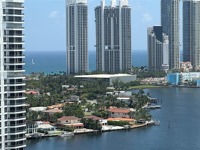 city view with a water view