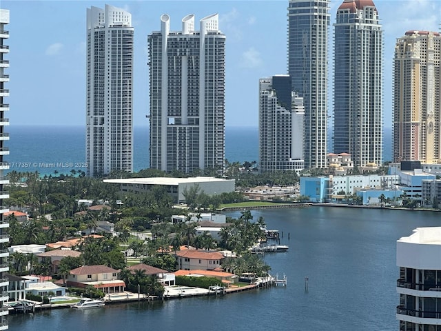 city view with a water view