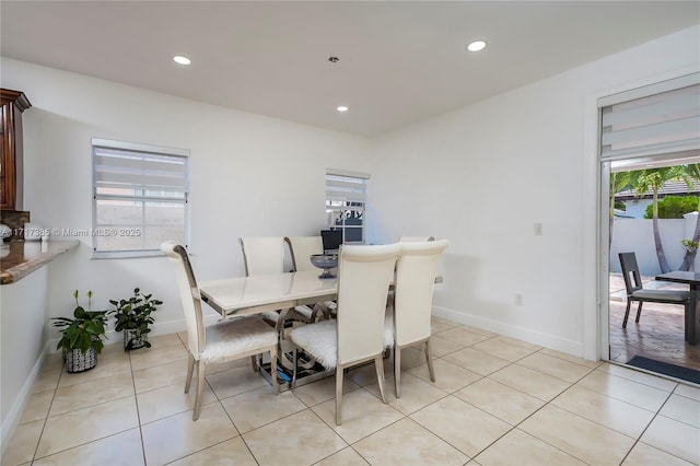 view of tiled dining room