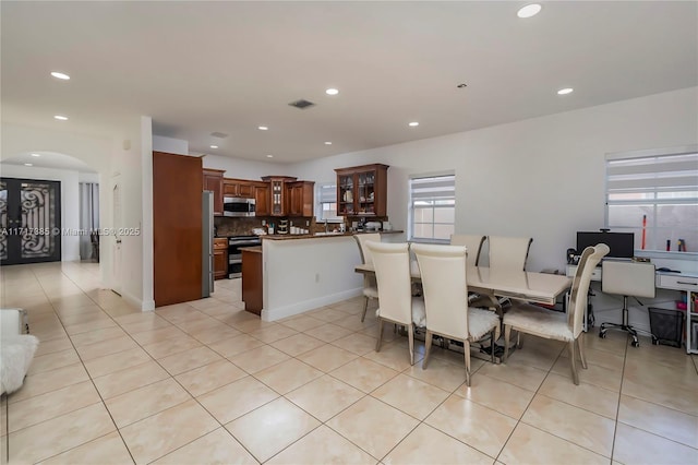 view of tiled dining space