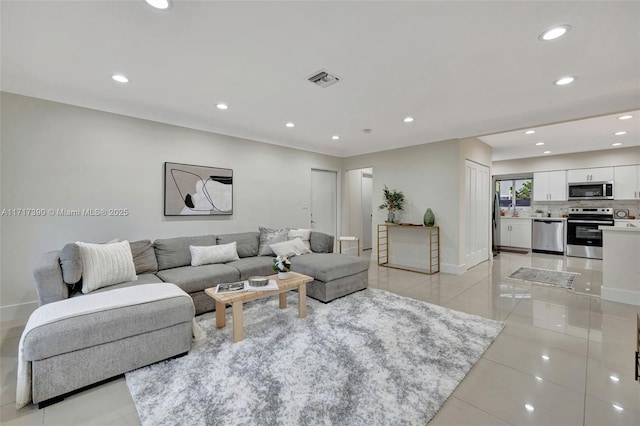 view of tiled living room