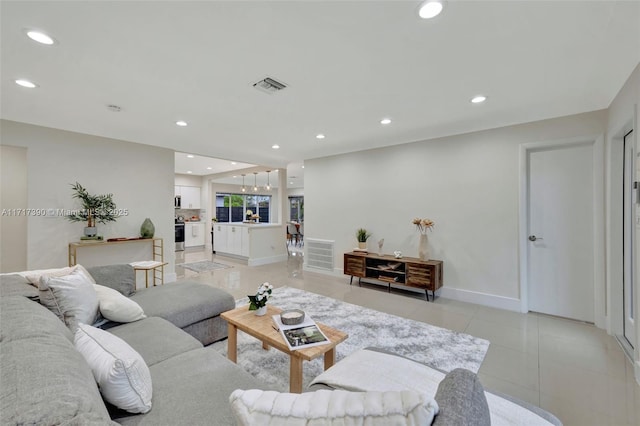 view of tiled living room