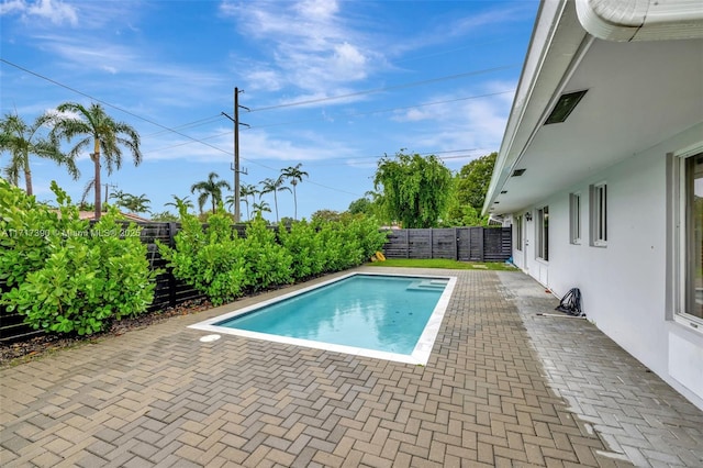 view of swimming pool with a patio