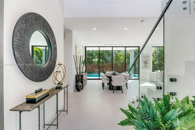 interior space featuring floor to ceiling windows