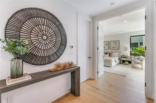 hall featuring light hardwood / wood-style floors