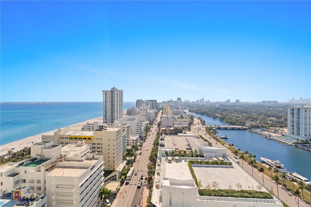 bird's eye view featuring a water view