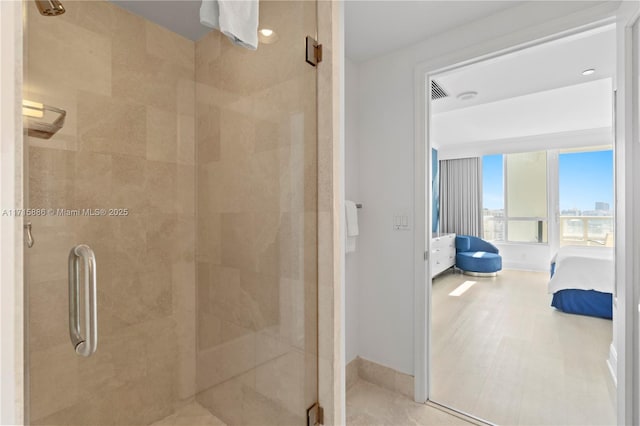 bathroom featuring walk in shower