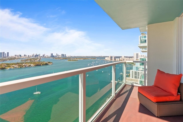 balcony with a water view