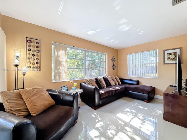 view of tiled living room