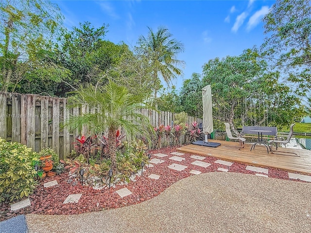 view of yard with a deck