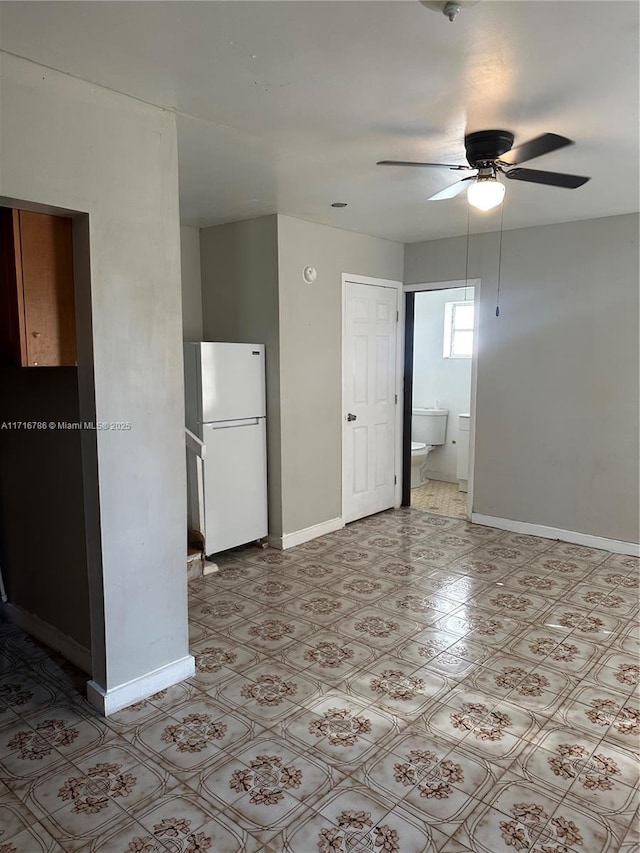 interior space featuring ceiling fan