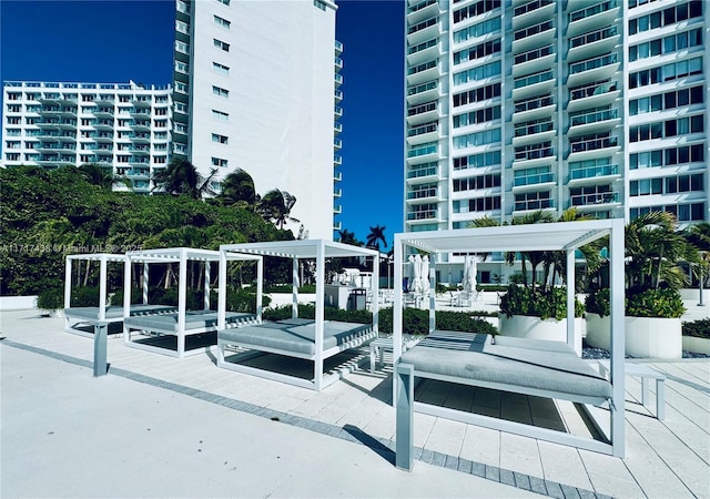 view of dock featuring a pergola