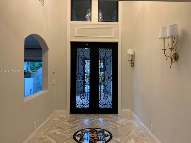 foyer entrance with french doors