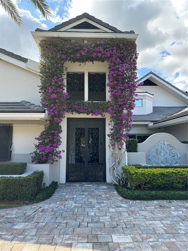 property entrance with french doors