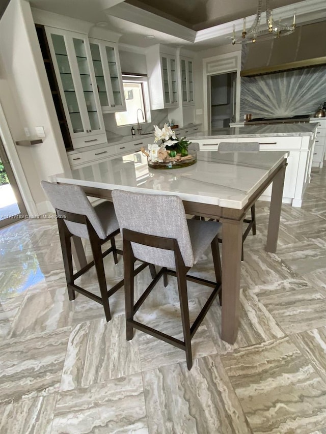 dining area featuring sink