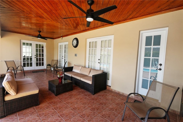 view of patio / terrace featuring french doors and an outdoor hangout area